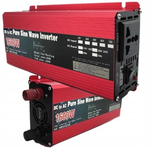 PRZETWORNICA SAMOCHODOWA 12V 230V SINUS 1600W PRĄD