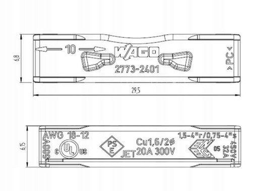 SZYBKOZŁĄCZKA WAGO PRZELOTOWA 2773-2401 4mm 100szt