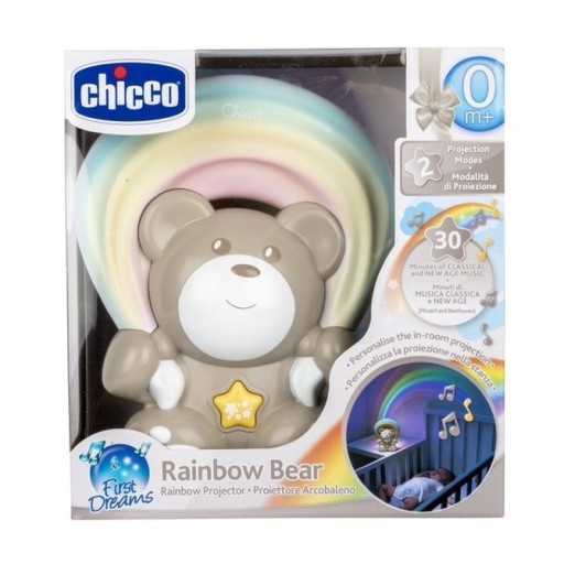 МУЗЫКАЛЬНАЯ ШКАТУЛКА ПРОЕКТОРНАЯ ЛАМПА CHICCO BEAR RAINBOW 3в1