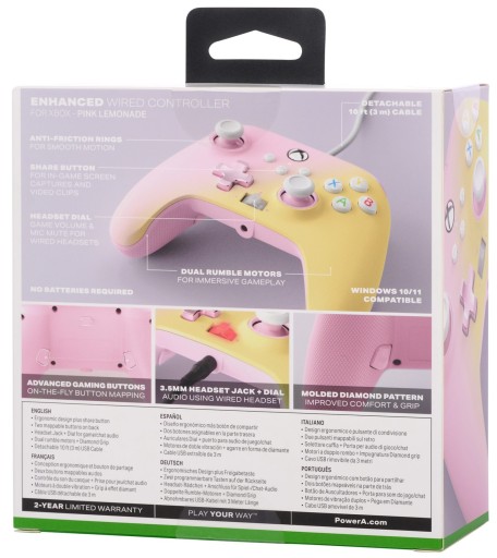 Проводная панель PowerA Xbox Series Pink Lemonade