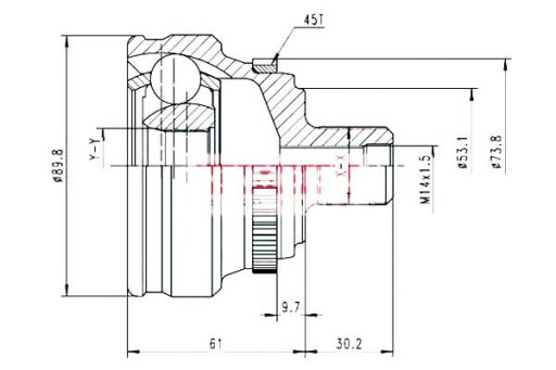 KAMOKA PRZEGUB NAPĘDOWY ZEW. AUDI 80 B3/B4 86-96 K