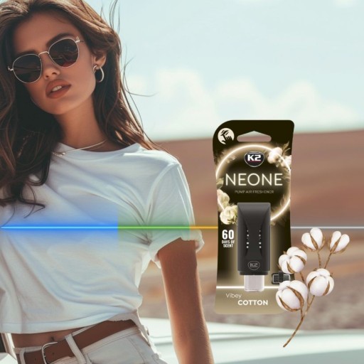 K2 NEONE COTTON zapach samochodowy w kratkę nawiewu odświeżacz do auta