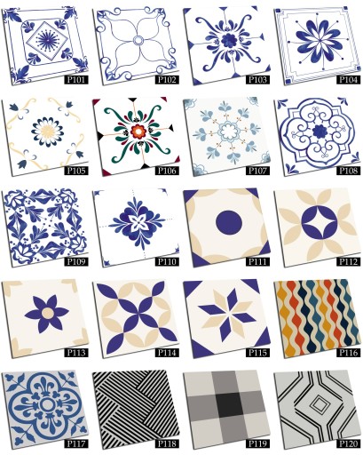 НАКЛЕЙКИ НА ПЛИТКУ ПВХ 25х25 см ЦВЕТНЫЕ AZULEJOS