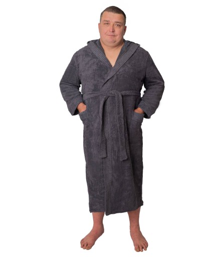 CIEPŁY MĘSKI SZLAFROK HOTELOWY DOMOWY DO SPA GRUBY Z FROTTE Z KAPTUREM -XL