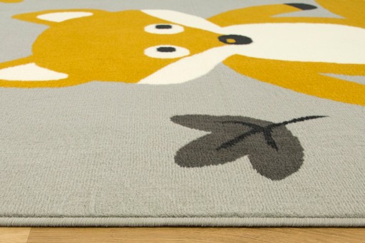 100х150 см КОВЕР СЕРЫЙ МЕД LUNA KIDS В ЛЕСНОМ СТИЛЕ FOX LEAVES