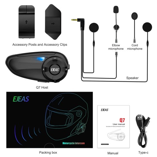 Мотоциклетный шлем EJEAS Q8, предназначенный для внутренней связи BT, 1 шт.