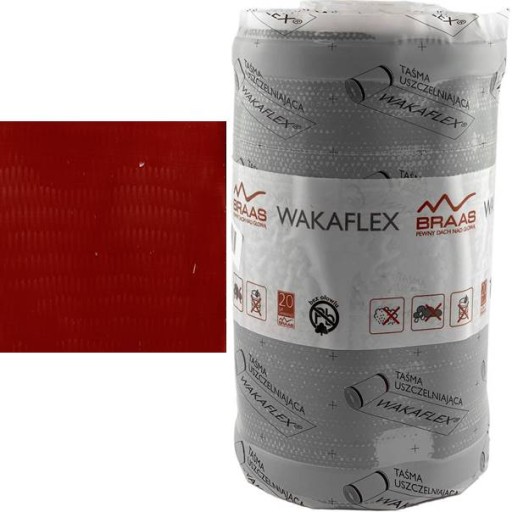 Лента кровельная WAKAFLEX 5 метров, ширина 28 см, армированная дымоходная BRAAS, темно-красная