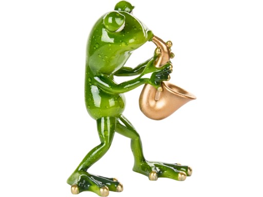 Ozdobna Figurka 14,5 x 8 x 9 cm - Żaba Saksofonista Muzyk z saksofonem