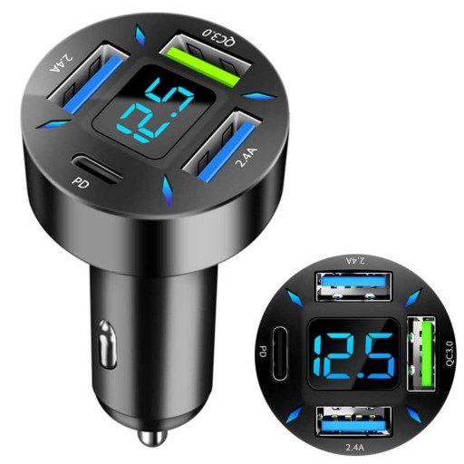 ŁADOWARKA SAMOCHODOWA DO AUTA 3x USB QC USB-C 66W MOCNA SZYBKIE ŁADOWANIE