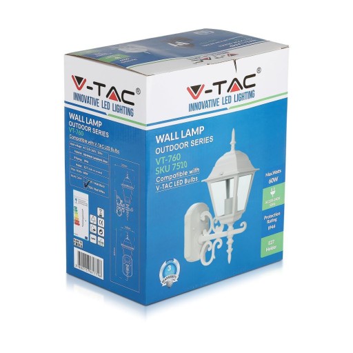 Белый садовый настенный светильник Mat Up V-TAC VT-760