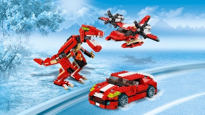 LEGO CREATOR 31024 Красные конструкции 3 в 1 Автомобиль-динозавр Самолет
