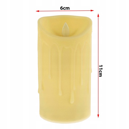 ŚWIECZKA LED BATERIE RUCHOMY PŁOMIEŃ ŚWIECA 11cm