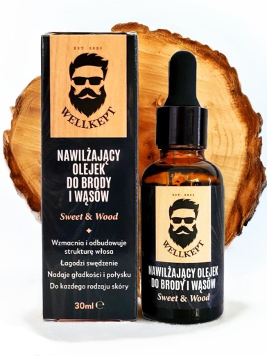 Olejek do Brody i Wąsów Sweet & Wood 30ml + Szczotka do Stylizacji