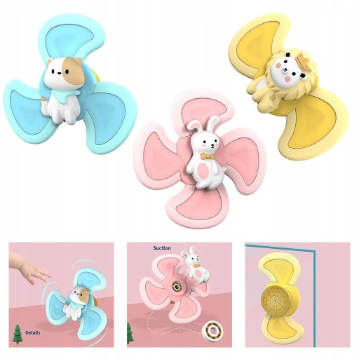 3 Przyssawka Bączek Zabawka, Spinner Palca