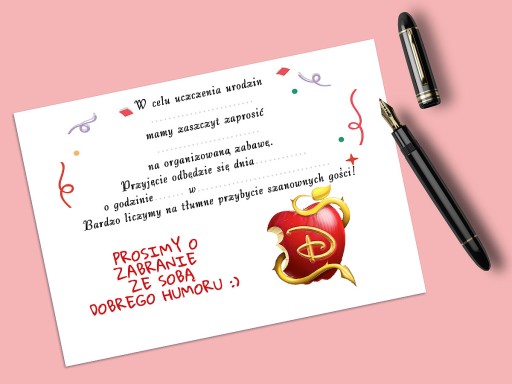 ZAPROSZENIE KSIĘŻNICZKI KOPCIUSZEK CALINECZKA NA URODZINY DZIECKA + KOPERTA