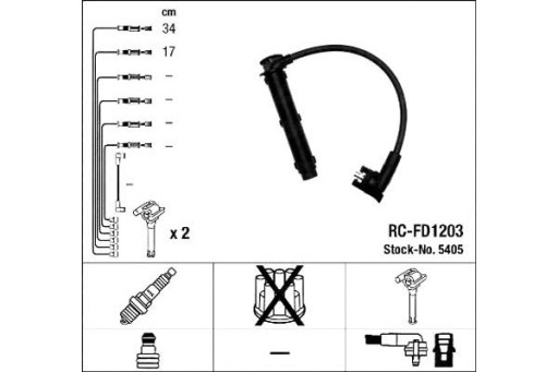 КАБЕЛИ ЗАЖИГАНИЯ NGK RC-FD1203 FORD ESCORT V VI