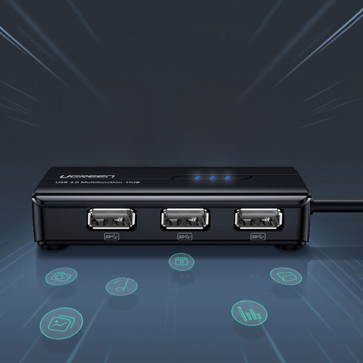 СЕТЕВОЙ АДАПТЕР UGREEN ETHERNET-ХАБ USB — RJ45 10/100 Мбит/с / 3 порта USB 2.0