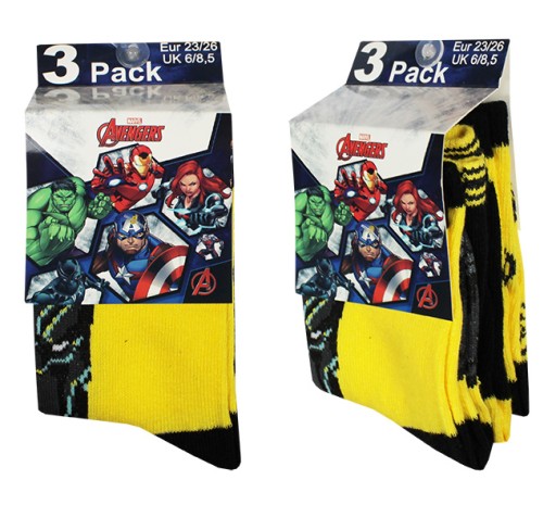 НОСКИ ДЛЯ ДЕТСКОГО САДА AVENGERS MARVEL SUPER BOYS, НАБОР 3 шт. 23/26