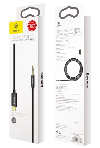 ВСПОМОГАТЕЛЬНЫЙ КАБЕЛЬ BASEUS USB-C TYPE-C, АУДИОКАБЕЛЬ С МИНИ-ДЖЕКОМ 3,5 ММ, ДЛИНА 1,2 М, 120 СМ