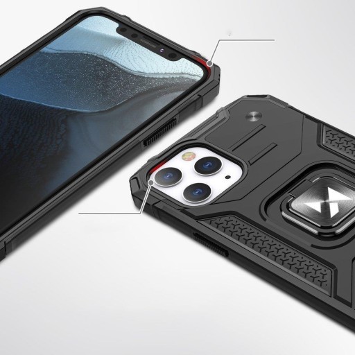 Бронированный чехол с крышкой + магнитный держатель для iPhone 13 Ring Armor, серебристый