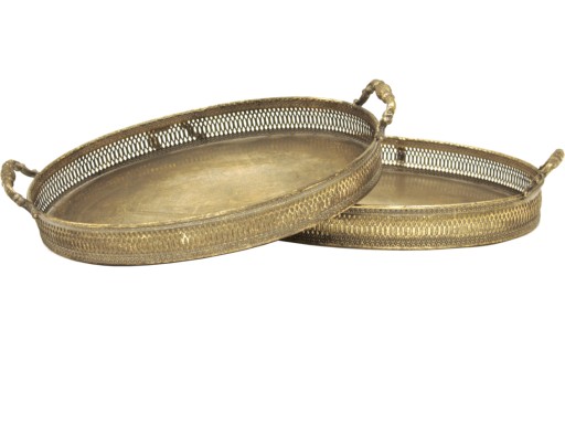 KOLEKCJA ANTYK Komplet 2 Tace metalowe 40cm i 46cm