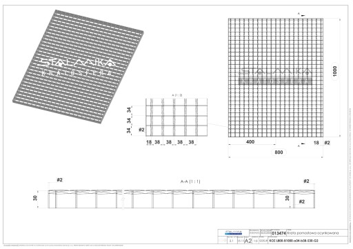 Krata pomostowa ocynkowana, 800 x 1000, 34 x 38, 30 x 2 kratownica, podest
