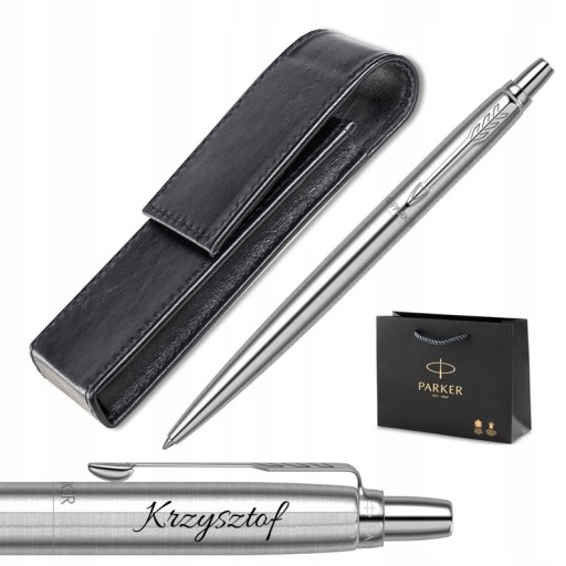 Шариковая ручка Parker Jotter, сталь, серебристая отделка, гравировка, подарочный футляр