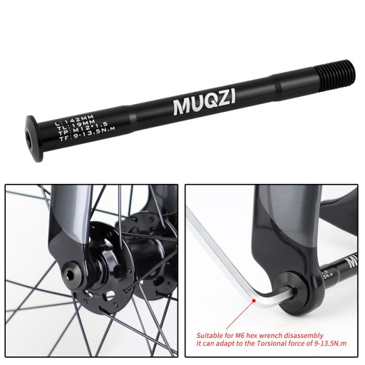 Widelec przedni rowerowy Mocowanie widelca na oś przelotową 142 mm, czarne