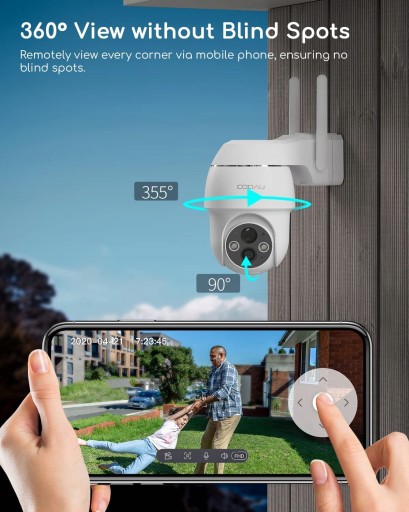 Kamera Zewnętrzna WiFi 2K OBROTOWA ZOOM Akumulator