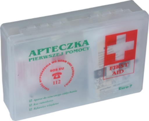 Apteczka samochodowa TYP B Euro-7 przezroczysta