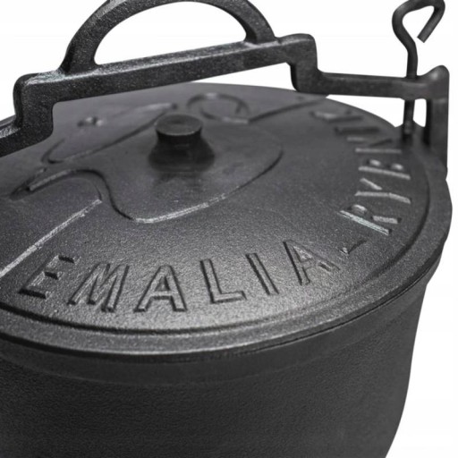 KOCIOŁEK MYŚLIWSKI Garnek ŻELIWNY SOLIDNY 4L EMALIA RYBNIK