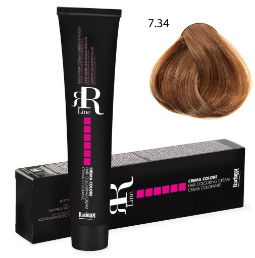 RR LINE Краска для волос 7.34 Medium Blonde Gold Copper 100мл