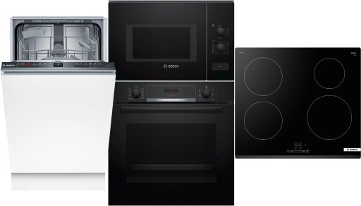 Zestaw AGD BOSCH HBA534EB0 + BFL550MB0 + PUE63RBB5E + SPV2HKX42E czarny