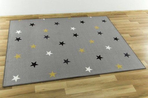 DYWAN SZARO ŻÓŁTY DO POKOJU DZIECI W GWIAZDKI NA FILCU STARS 200x250 cm