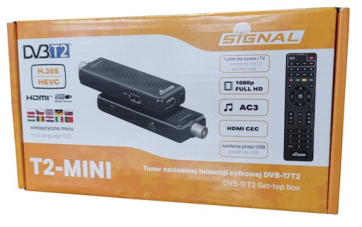 MINIATUROWY TUNER HD DEKODER DVB-T2 H.265 HEVC