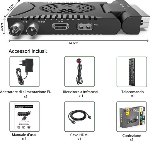 Приемник DVB-T2 HD 1080P HDMI SCART Декодер HEVC