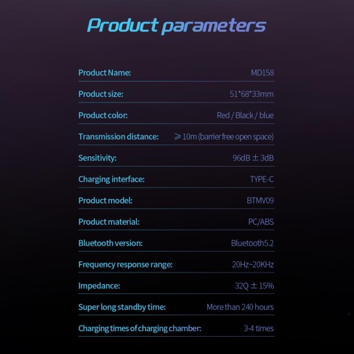 Беспроводные Bluetooth-наушники MD158 5.2