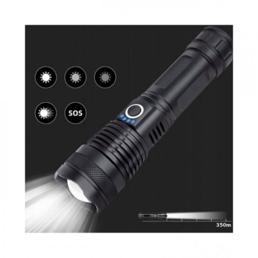 MOCNA LATARKA TAKTYCZNA LED XHP90 ZOOM WOJSKOWA akumulatorowa ZESTAW