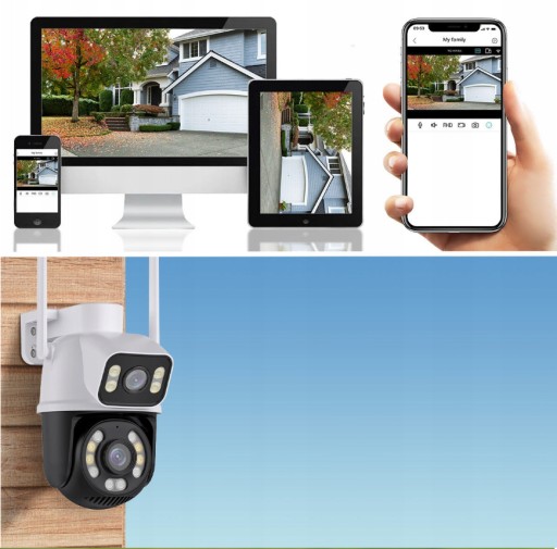 ВНЕШНЯЯ ВРАЩАЮЩАЯСЯ IP-КАМЕРА ДВОЙНАЯ УЛЬТРА-КАМЕРА 6 Мп WIFI 4xZOOM ИК две линзы