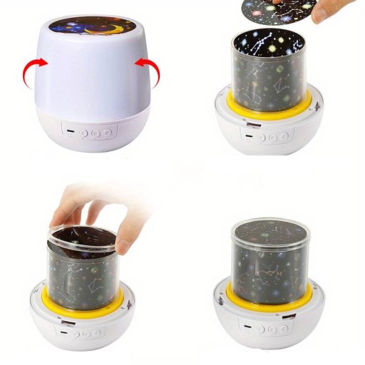 LAMPKA NOCNA PROJEKTOR GWIAZD NIEBA OBROTOWA 360° RZUTNIK DLA DZIECI LED