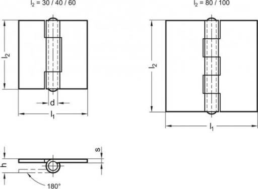 Петля для листа нержавеющей стали GN 1362-NI-80-80-A-BL - под сварку