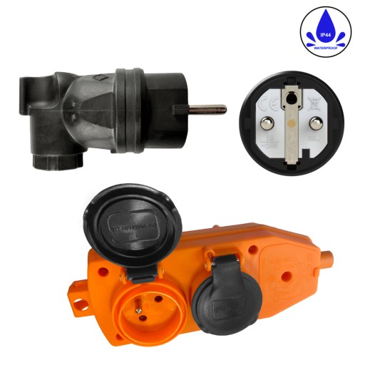 Удлинитель 3х2,5 1м SPLITTER - вилка угловая, ПВХ OWY H05VV-F