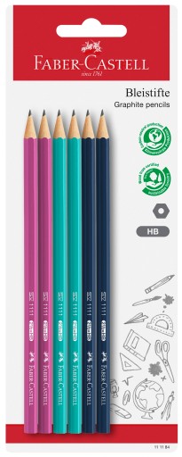 FABER-CASTELL Школьный канцелярский карандаш традиционный графитовый 1111 HB 6 шт.