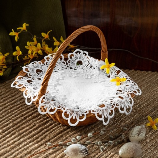 Serwetka BIAŁA DO KOSZYCZKA WIELKANOCNEGO święconka 30 cm koronkowa