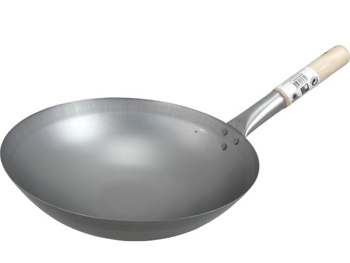 WOK STALOWY CHIŃSKI PATELNIA RĘCZNIE KUTA ZE STALI WĘGLOWEJ 15