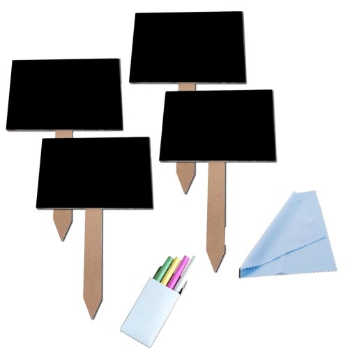 4 szt. Drewniana tablica, tablica, rośliny, metki z cenami, kredy