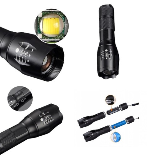 2x тактический светодиодный фонарик CREE XM-L T6 и Q5 ZOOM