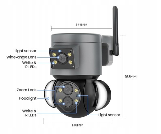 KAMERA IP ZEWNĘTRZNA 4MPX ZOOM OPTYCZNY 10x WIFI