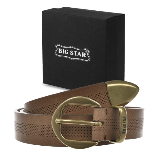ЖЕНСКИЙ КОЖАНЫЙ РЕМЕНЬ BIG STAR + КОРОБКА MM675017 коричневый 85/100 см