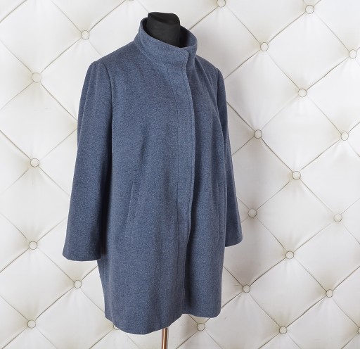 КРАСИВОЕ СИНОЕ ПАЛЬТО GERRY WEBER ИЗ ШЕРСТИ КАШЕМИРА БОЛЬШОЙ РАЗМЕР 50 / 5XL